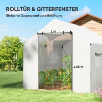 Outsunny Gewächshaus 3 x 2 x 2 m Foliengewächshaus mit 4 Mesh-Fenster, Breiter Rollbar Reißverschlusstür Moskitonetz UV-beständig(m-5)