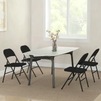 HOMCOM 4er-Set Klappstühle, Tragbare Bürostühle, Metallbeine, Faltstuhl für Büro, Empfang, Wartezimmer, Kunstleder, Schwarz(m-8)
