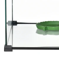 PawHut Reptielenbox Terrarium, inclusief streepjesthermometer, voederluiken, 50 cm x 30 cm x 25 cm, glas + metaal, zwart(m-13)