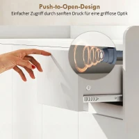 HOMCOM Pantofar Hol cu 4 Uși Push-to-Open, Rafturi Reglabile, MDF și Lemn Pin, 120x35x100 cm, Alb(m-6)