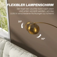 HOMCOM Stehlampe, Bogen-Design mit Marmorsockel, 167 cm, Schwarz+Gold(m-5)