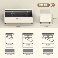 HOMCOM Bancă pentru Capătul Patului cu Spațiu de Depozitare de 84L, din Țesătură cu Aspect de Catifea și Oțel, 112x42x40 cm, Bej(m-3)