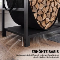Outsunny Kaminholzregal 47,5 x 33 x 44cm erhöhtes Brennholzregal mit Canvas-Tragetasche bis 50 kg Indoor Outdoor(m-7)