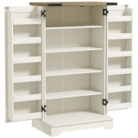 HOMCOM Armario Despensa Cocina con 2 Puertas 16 Estantes y Estante Ajustable para Comedor Salón 60x40x104 cm Crema