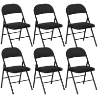 HOMCOM 6er-Set Klappstühle, Tragbare Bürostühle, Stahlbeine, Faltstuhl für Büro, Empfang, Wartezimmer, Leinenoptik Schwarz(m-10)