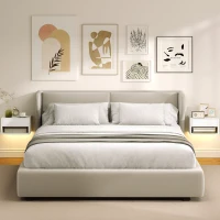HOMCOM Lot de 2 tables de chevet suspendues avec éclairage LED RGB contrôle par application, étagère, tiroir, 37x32x21cm, blanc(m-10)
