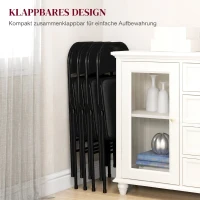 HOMCOM 4er-Set Klappstühle, Tragbare Bürostühle, Metallbeine, Faltstuhl für Büro, Empfang, Wartezimmer, Kunstleder, Schwarz(m-6)