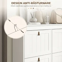 HOMCOM Pantofar Slim cu 4 Uși Rabatabile, Rafturi Reglabile, pentru 10-20 Perechi, Alb(m-7)