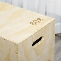 HOMCOM Plyo Box, Sprungbox aus Holz, Plyometric Plattform mit Griff für Zuhause, 45 x 40 x 60 cm, Naturholz(m-8)