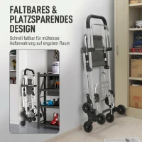 HOMCOM Einkaufstrolley, 40 L Oxford-Tasche, 3-Rad-Design, Aluminiumrahmen, Sitz, Duneklgrau(m-7)