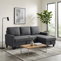 HOMCOM Hoekbank met slaapfunctie en opbergruimte, L-vormige slaapbank met chaise longue en verstelbare rugleuning voor de woonkamer(m-10)
