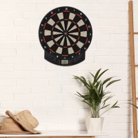 HOMCOM Elektronische Dartscheibe automatische Wertung Dartboard Dart-set mit 6 Darts 30 Dartköpfe 26 Spiele und 185 Trefferoptionen für 8 Spieler Soundeffekte Schwarz 44 x 39,5 x 2,2 cm(m-10)