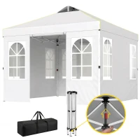 Outsunny Carpa Plegable 3x3 m Pop-up con UPF50+ 4 Laterales Desmontables Altura Ajustable y Bolsa de Transporte Blanco(m-11)