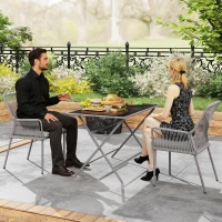 Outsunny Set van 2 tuinstoelen, terrasstoelen, wasbare kussens, rugleuning, armleuningen, staal, rattan, Donkergrijs(m-2)