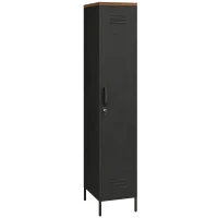 HOMCOM Metallschrank, Industrieller Kleiderschrank mit verstellbaren Böden für Schlafzimmer, Garage und Büro, Schwarz(m-12)