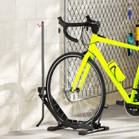SPORTNOW Rastel pentru Biciclete Reglabil cu Tub de Suport, din Oțel și Plastic, 75x41x71-81 cm, Negru(m-10)