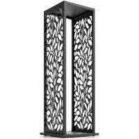 Outsunny aminholzregal 38 x 38 x 112cm erhöhtes Brennholzregal mit 4 Haken Dekorative Aussparungen bis 100 kg Stahl(m-1)