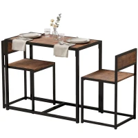 HOMCOM 3-delige Bartafelset Hoge tafelset 3-delig, 2 stoelen, 1 tafel, 90 cm x 47 cm x 76 cm, Bruin + Zwart(m-10)