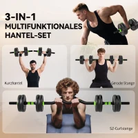 SPORTNOW Hantelset verstellbar 15 KG Kurzhantel Set Kurzhanteln Langhanteln Hanteln Set für Krafttraining(m-4)