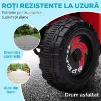 HOMCOM Quad Electric pentru Copii cu Remorcă, Pedală, Mers Înainte și Înapoi, 2,5 km/h, 18-36 Luni, Roșu(m-7)