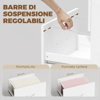 HOMCOM Scrivania Ufficio Pieghevole con 3 Cassetti, 4 Ruote con Freno, Bianco(m-7)