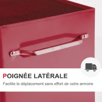 HOMCOM Chariot à outils sur roulettes, Servante d'atelier en acier 5 tiroirs verrouillable 2 clés, 61,5 x 33 x 82,5 cm, rouge(m-7)