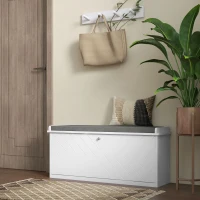 HOMCOM 10-Shoe Storage Bench, with Padded Top Seat - White/Grey(m-11)
