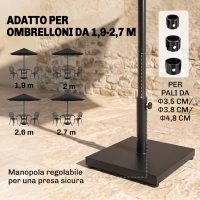 Outsunny Base per Ombrellone Quadrata da 18kg per Pali da Ø3/3.5/3.8 cm, 45x45x39 cm, Nero(m-4)