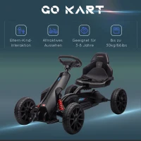 HOMCOM Go-Kart, Kindervoertuig met verstelbare zitting, trapvoertuig, trapauto met handrem, 3-8 jaar, buiten, Zwart(m-7)