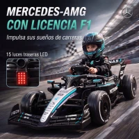AIYAPLAY Kart Eléctrico para Niños 12V Mercedes-AMG PETRONAS F1 Mando a Distancia 2 Motores Suspensión Trasera 3,3-5,5km/h Negro(m-4)