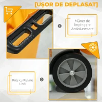 HOMCOM Cărucior de Curățenie cu 3 Rafturi, Cârlige și Sac de 100L, 121x50.5x96.5 cm, Negru, Galben și Gri(m-5)