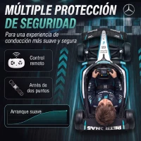 AIYAPLAY Kart Eléctrico para Niños 12V Mercedes-AMG PETRONAS F1 Mando a Distancia 2 Motores Suspensión Trasera 3,3-5,5km/h Negro(m-7)