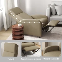HOMCOM Fotoliu Relax Reclinabil Manual la 160° cu Suport pentru Picioare, Bej(m-8)