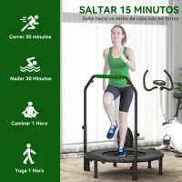 HOMCOM Cama Elástica Plegable Ø102 cm con Mango Ajustable Marco de Acero para Entrenamiento Piernas Cuerpo Negro y Verde(m-7)