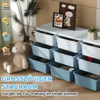 HOMCOM Aufbewahrungsbox für Kinder, Kinder-Aufbewahrungsbox, 9 Schubladen, Blau(m-4)