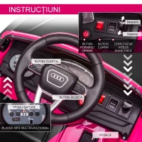 HOMCOM Mașină Electrică pentru Copii Audi RS Q8, 6V, 2 Motoare, Telecomandă, PP, 101x62x51 cm, Roz(m-6)