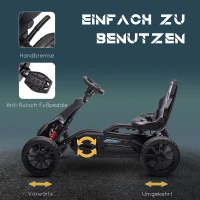 HOMCOM Go-Kart, Kindervoertuig met verstelbare zitting, trapvoertuig, trapauto met handrem, 3-8 jaar, buiten, Zwart(m-5)
