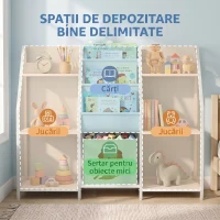 AIYAPLAY Bibliotecă și Organizator de Jucării pentru Copii, Metal, PAL, 93 x 30 x 76 cm, Alb(m-6)