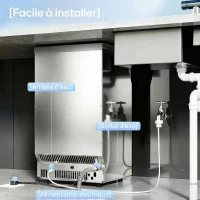 HOMCOM Machine à glaçons commerciale 36 kg/24h, acier inoxydable, ice maker, capacité 5,5 kg, 36 cubes par 10 minutes,(m-7)