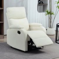 HOMCOM Fotoliu Reclinabil Manual la 60° Extra Căptușit din Material Textil cu Suport pentru Picioare, Crem(m-10)