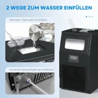 HOMCOM Kommerzielle 30 kg/24H Freistehender Eiswürfelmaschine mit 4 kg Speicher, Selbstreinigung, Timer Stahl Schwarz(m-6)