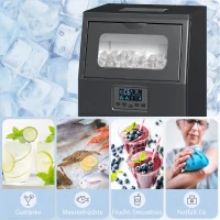 HOMCOM Kommerzielle 30 kg/24H Freistehender Eiswürfelmaschine mit 4 kg Speicher, Selbstreinigung, Timer Stahl Schwarz(m-8)
