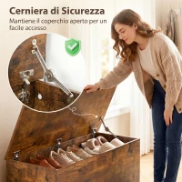 HOMCOM Panca Contenitore Capacità 120 kg per Camera da Letto e Ingresso, in Legno, 100x40x40 cm, Marrone(m-15)