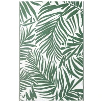 Outsunny Outdoor Teppich Wendbares Wetterfest Outdoorteppich Carpet mit Blätter-Muster, 152 x 243 cm Dunkelgrün(m-11)