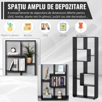 HOMCOM Bibliotecă Modernă cu 8 Rafturi din PAL E1, Design pentru Casă și Birou, 70x24x178 cm, Alb(m-4)