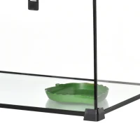 PawHut Reptielenbox Terrarium, inclusief streepjesthermometer, voederluiken, 50 cm x 30 cm x 25 cm, glas + metaal, zwart(m-12)
