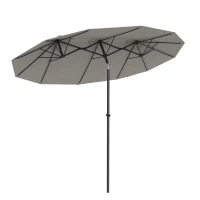 Outsunny Umbrelă dublă înclinabilă la 45° cu manivelă și orificii de aerisire, din oțel și poliester, 285x147x227 cm, gri(m-1)
