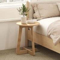 HOMCOM Mesa Auxiliar em Forma de C Mesa Redonda com Montagem Rápida Ideal para Espaços Pequenos Sala, Quarto Ø39x50,5 cm Madeira(m-8)