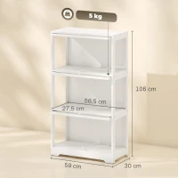 HOMCOM Vitrine d'Exposition pour Collections 3 Niveaux avec Portes Relevables en Acrylique pour Figurines 59x30x106 cm Blanc(m-3)