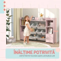 AIYAPLAY Scaffale Portagiochi Per Copii Con 8 Contenitori E Armadietti Roz(m-6)